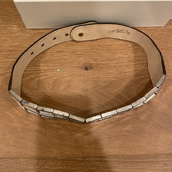 Vintage Rubik IceCube glass Mirror Suede Leather Wide statement belt Y2K RARE - Picture 12 of 14